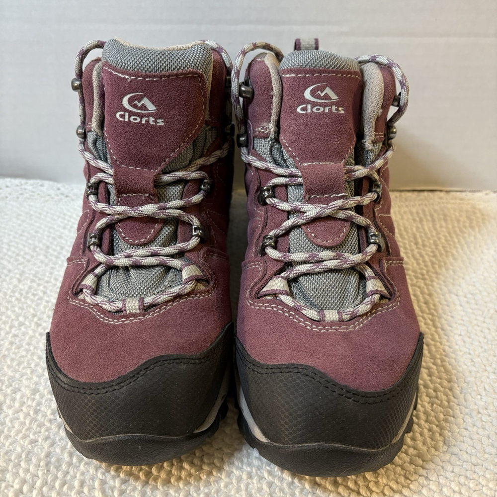 Clorts Women Size 7.5 Purple Weatherproof Leather Hiking Boots HKM-822E